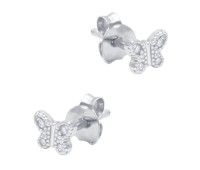 Butterfly Shaped CZ Silver Stud Earring STS-6464